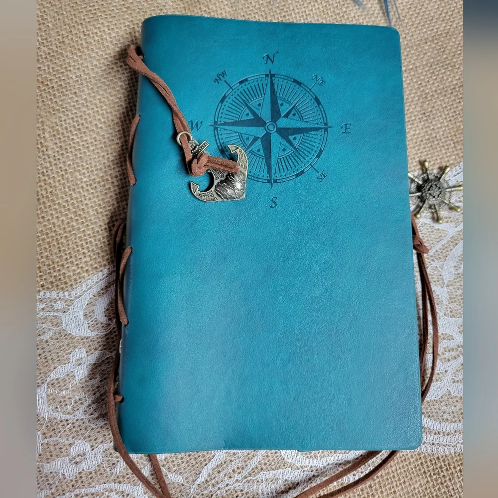 Faux leather blank journal teal color 7×5